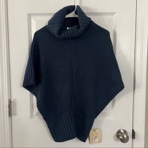 Sweater turtleneck Derek heart batwing open sleeves navy large new with tags